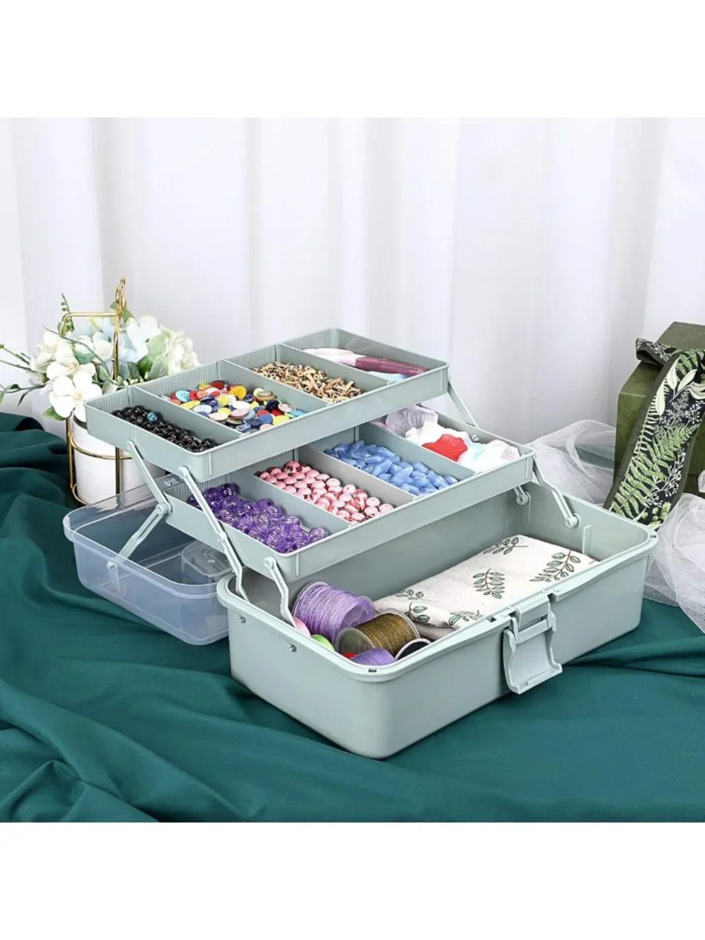 3-Layer Portable Craft Organizer Box | Adjustable Storage for Art, Sewing & More